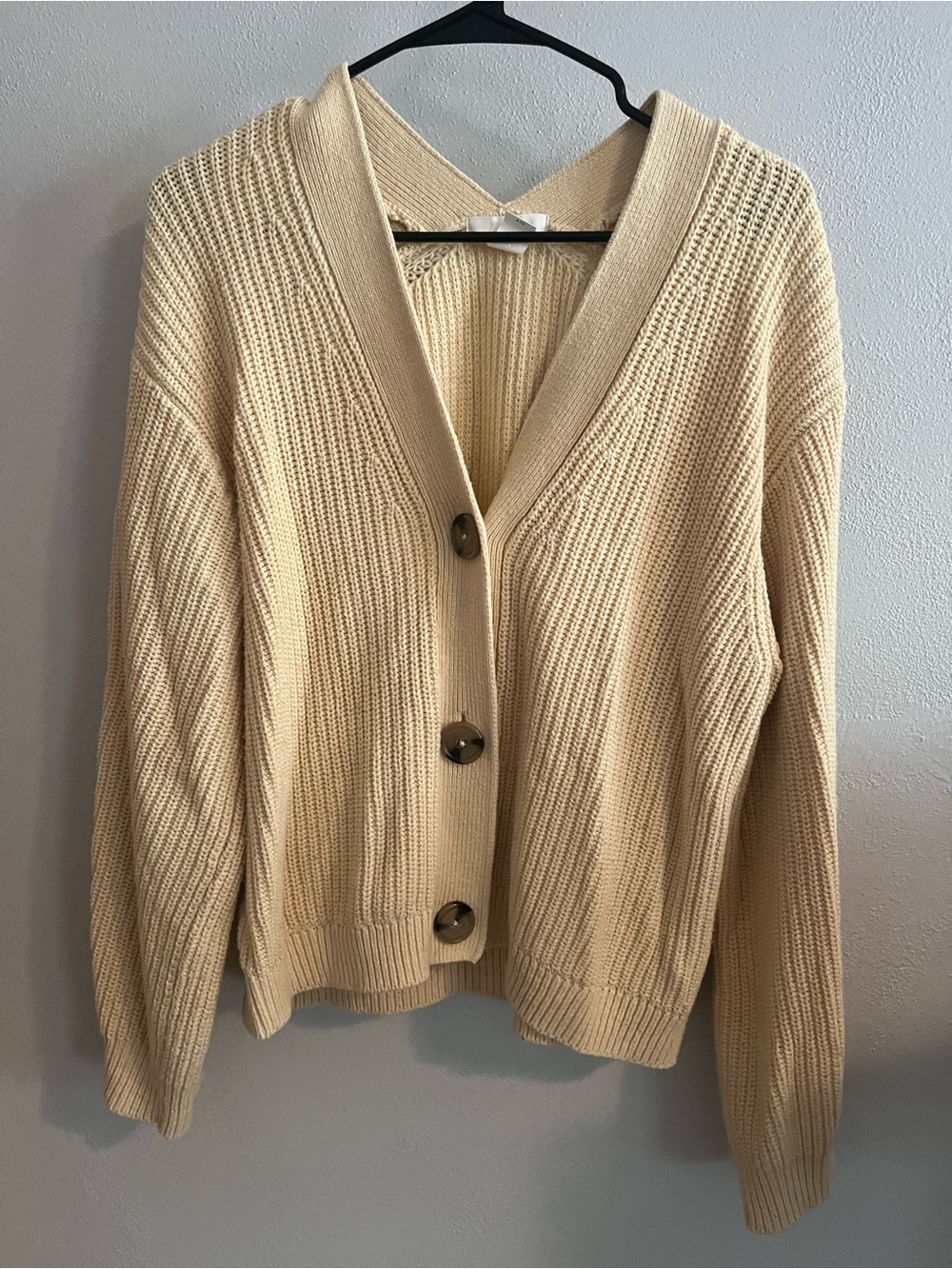 Classic Butter Yellow Button-Front Women's Sweater Cardigan
